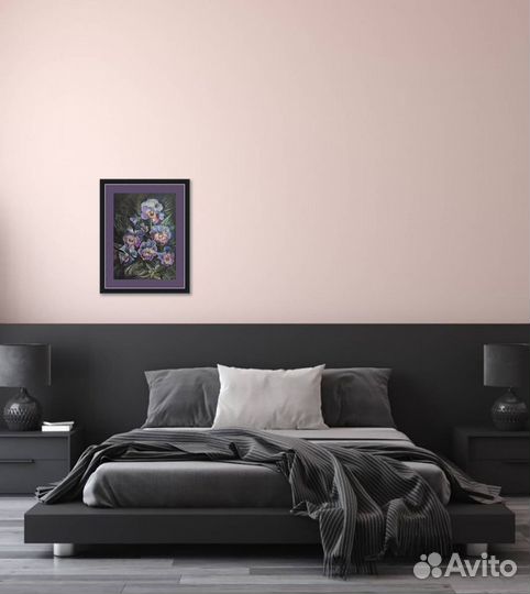 Картина акварелью Цветы анютины глазки