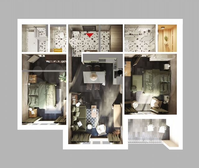 2-к. квартира, 89,3 м², 4/10 эт.