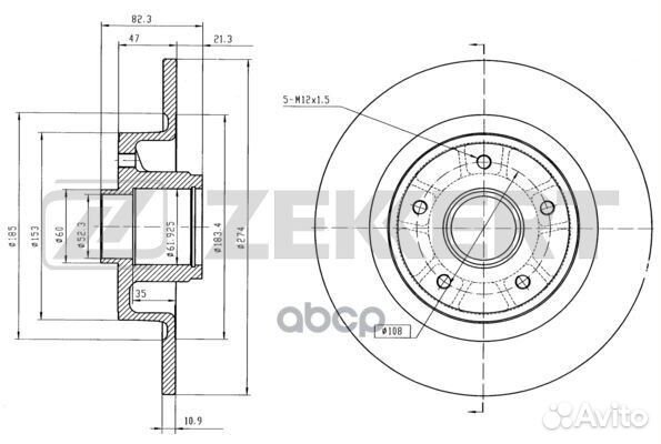 Диск торм. зад. Renault Scenic II 05- Laguna I