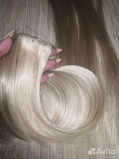 Волосы на заколках блонд55см