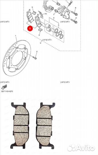 Тормозные колодки Yamaha Fz6 XJ6 XVS