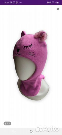 Шапка шлем для девочки 50 52