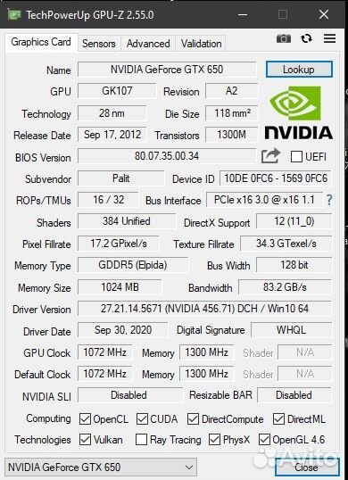 Видеокарта gtx 650 1gb
