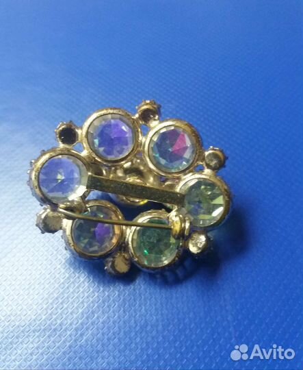 Винтажная брошь Чехия Аврора Бореалис запонки