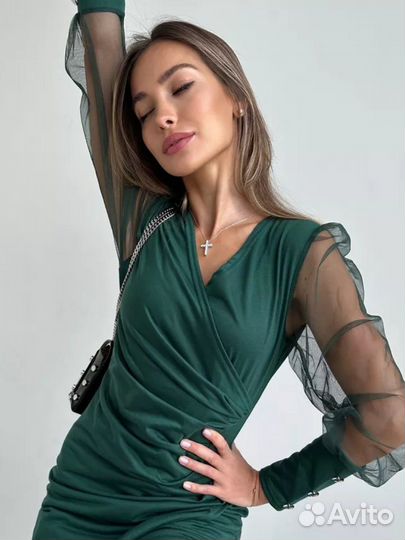 Платье женское вечернее новое зеленое