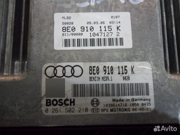 Блок управления двигателем 8E0910115K Audi A4 B7