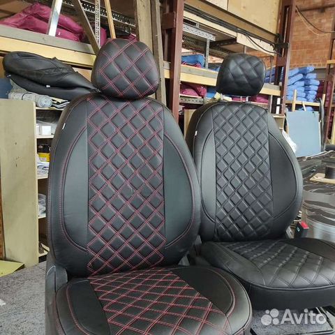 Автомобильные чехлы из эко кожи ромбик