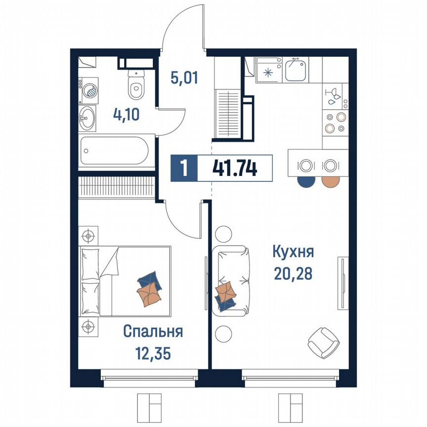 1-к. квартира, 41,7 м², 18/18 эт.