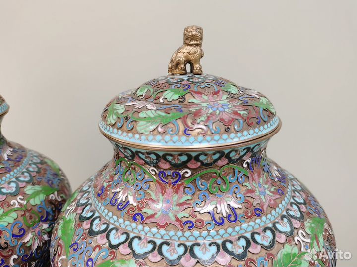 Вазы Китай 1950 перегородчатая эмаль клуазоне