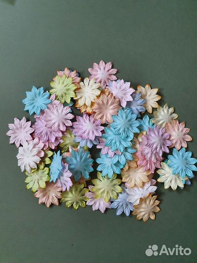 Бумажные цветы для скрапбукинга плоские