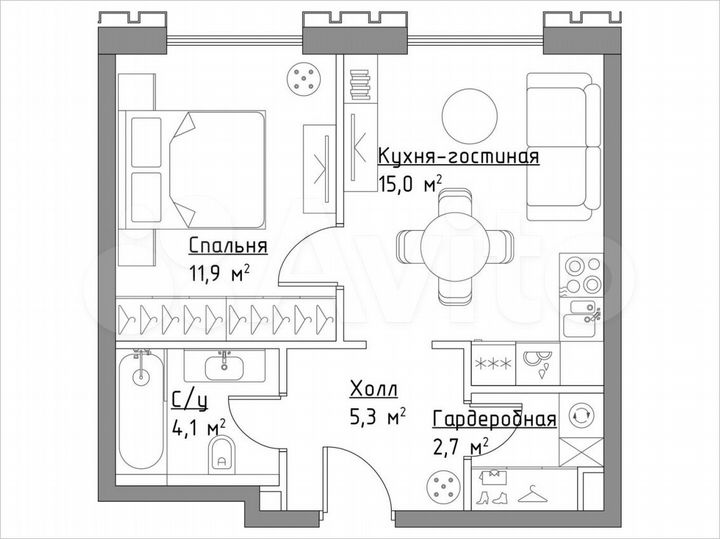 1-к. квартира, 39 м², 22/27 эт.