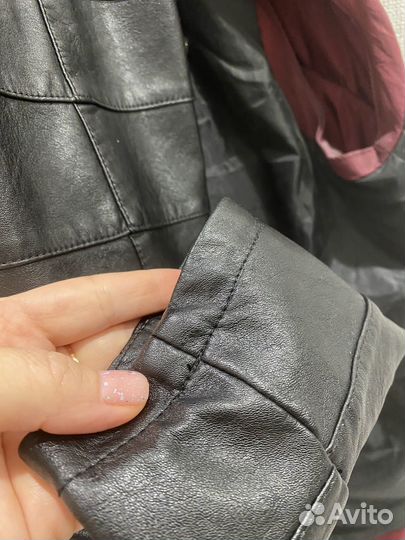 Куртка кожаная женская 46 черная