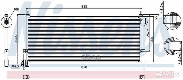 NS94903радиатор кондиционера 835x331x16volvo