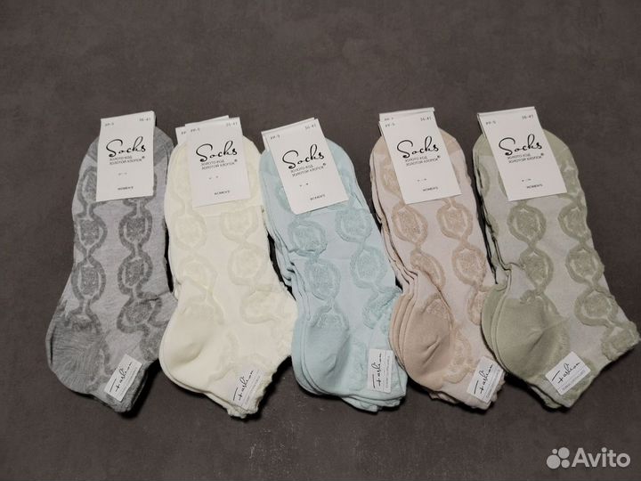 Носки женские короткие с вышивкой 10 пар