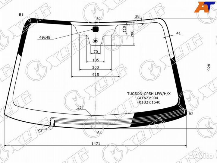 Лобовое стекло на Hyundai Tucson 04-10г