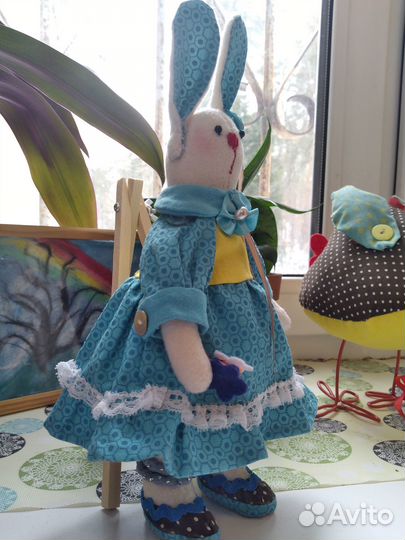 Зайка текстильная интерьерная игрушка