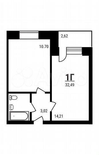 1-к. квартира, 32,5 м², 5/5 эт.