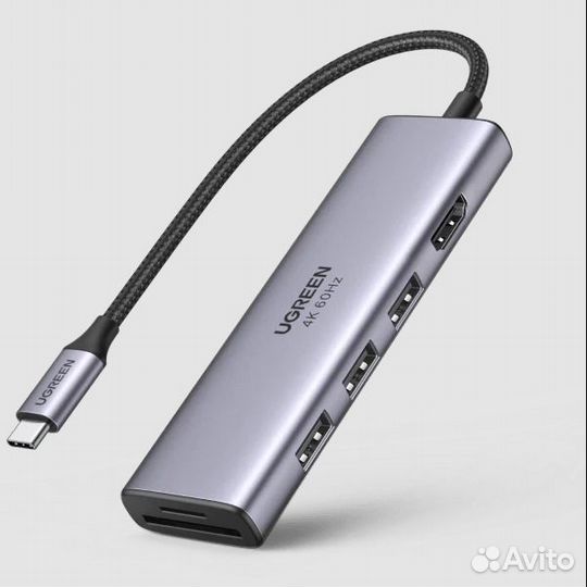 Док-станция Ugreen Type-C 6-в-1 hdmi 4K 60гц