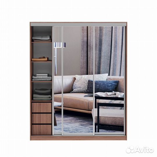 Шкаф-купе Версаль 3-202d ясень шимо темный прихожа