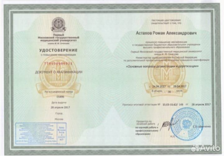 Уничтожение тараканов,клопов,блох,клещей,плесени