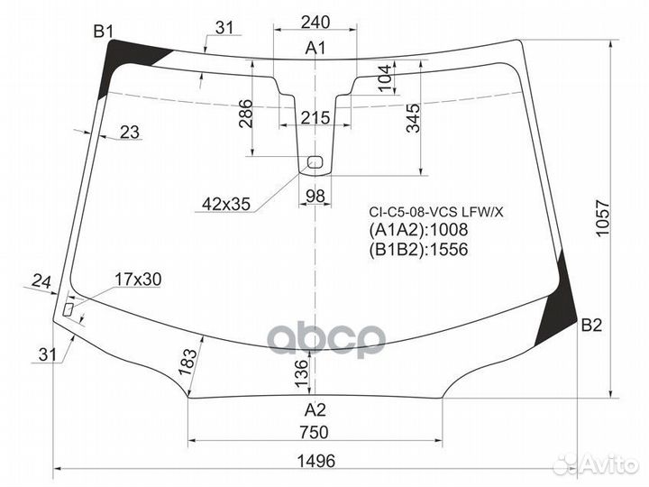 Стекло лобовое + дд citroen C5 4/5D 08-17 cic50