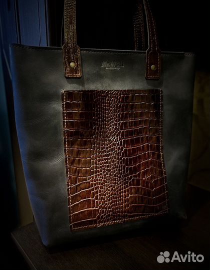 Шоппер из натуральной кожи