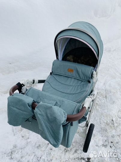 Новая коляска 3в1 бирюзовая