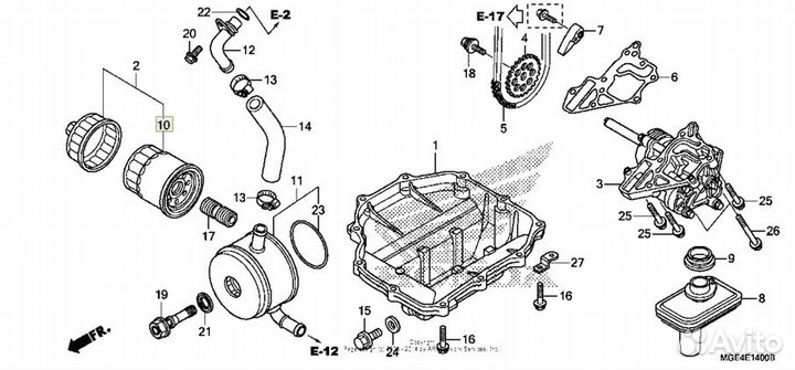 Honda Фильтр масляный оригинальный 15410-MFJ-D02 а