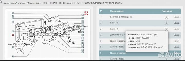 Патрубок Лада Калина 1118