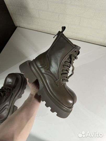 Ботинки balenciaga type brown leather boots