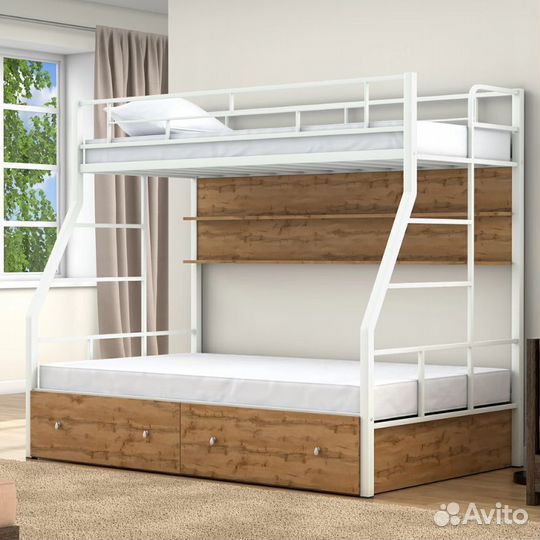 Двухъярусная металлическая кровать