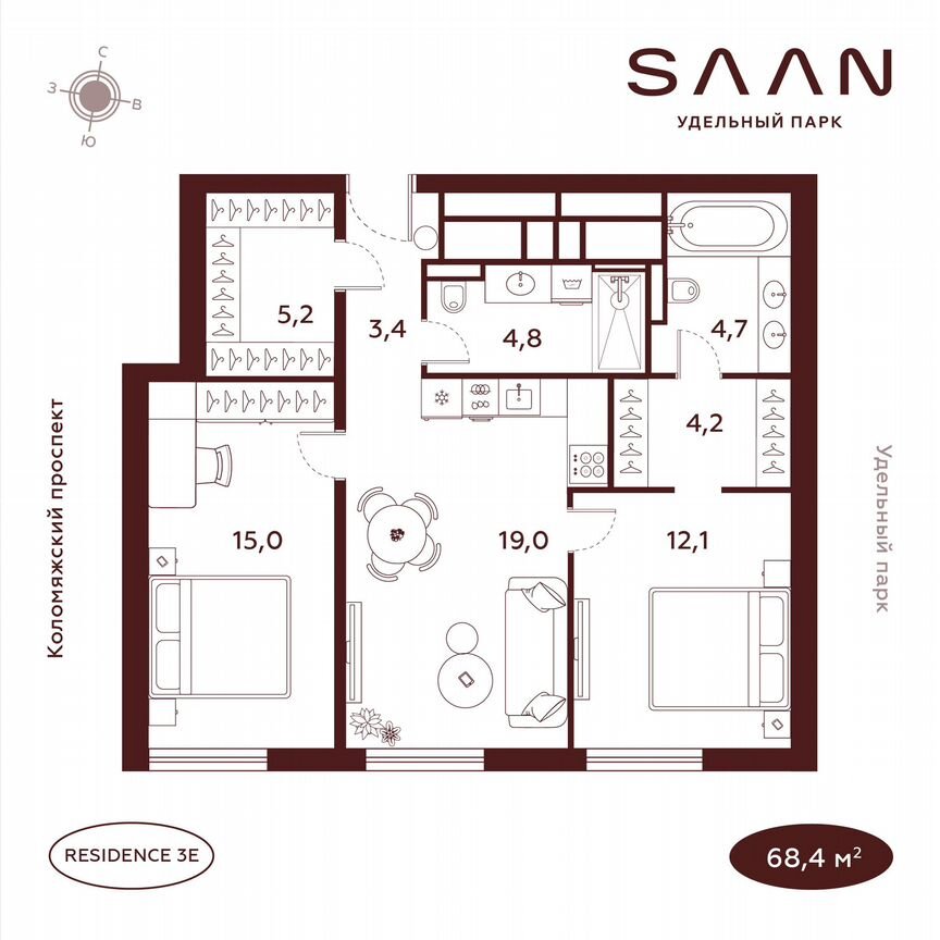 2-к. квартира, 68,4 м², 23/23 эт.