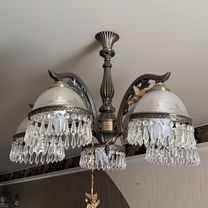 Люстра латунь + бра настенный + 5 спотов