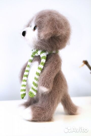 Собачка Пушок вязаная игрушка ручной работы