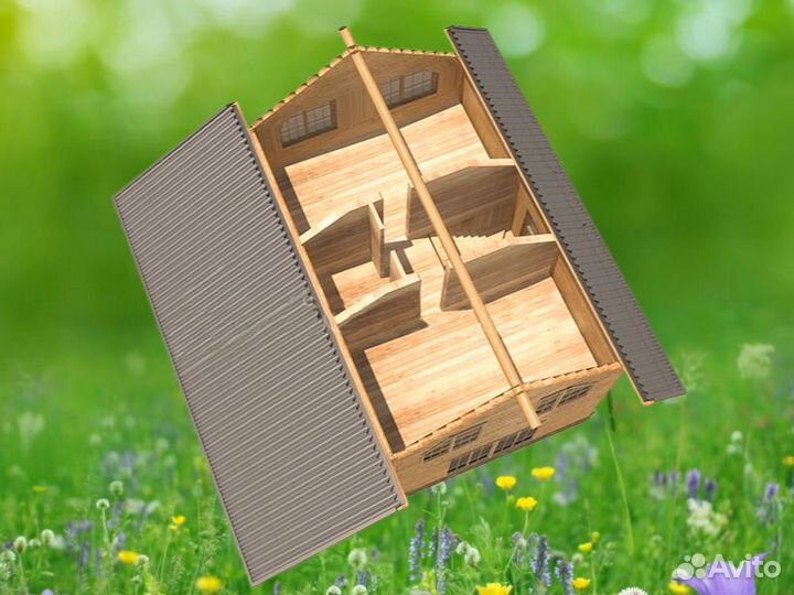 Сруб дома из бревна ручной рубки Не Бруса 9x9
