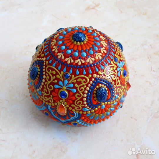 Расписной камень для украшения интерьера, мандала