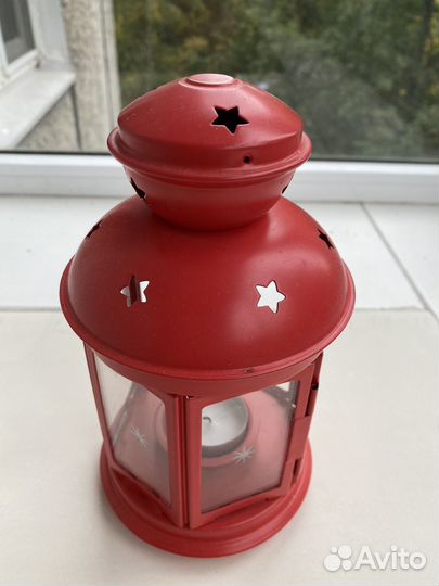 Подсвечник фонарик IKEA красный