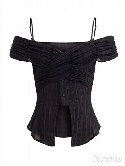 Блузка женская черная с открытыми плечами