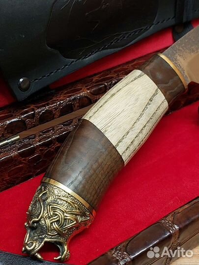 Нож охотничий кованный Х12мф в подарочном кейсе