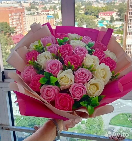 Букет из мыльных роз