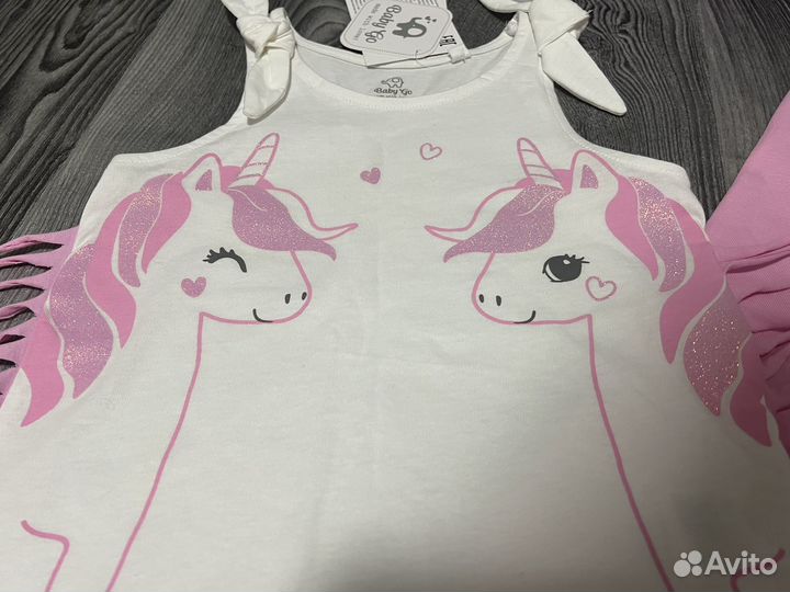 Новый комплект 86 на девочку майка леггинсы