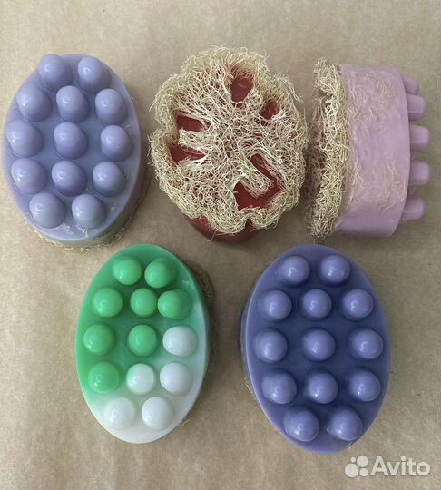 Массажное мыло с люфой ручной работы