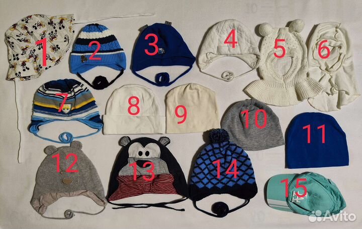 Шапки детские весна зима лето от 2 до 24 месяцев