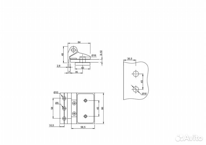 Петля для стеклянной двери с доводчиком
