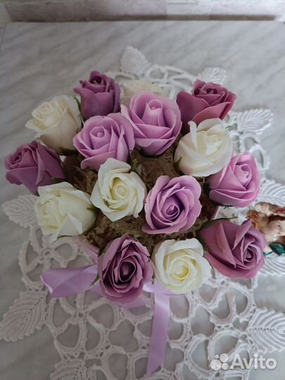 Букет роз из мыла. Розы 15 штук