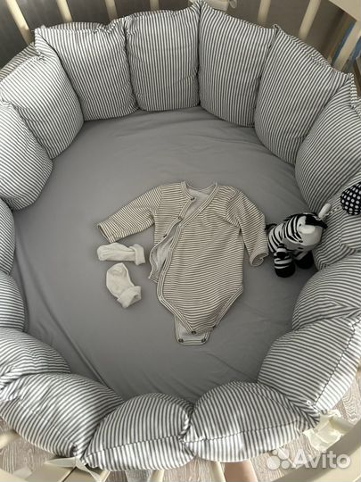 Матрас детский круглый и простыни