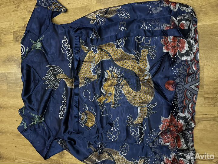Халат китайский шелковый расписной