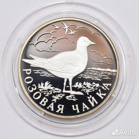 1 рубль 1999 года. Розовая чайка. Серебро 900