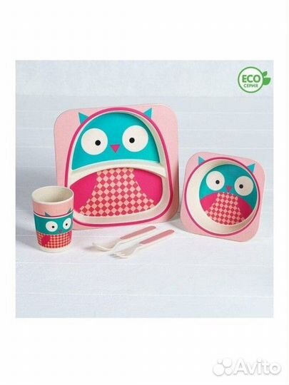 Набор детской посуды из бамбука