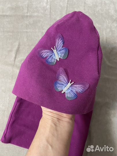 Шапка и снуд для девочки Котофей 48-50